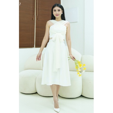 Dandelion Top Multi Style Dress Feminine Elegant Satin Dress Wanita Dengan Tulle Dot Multi ways multi look Assymetric