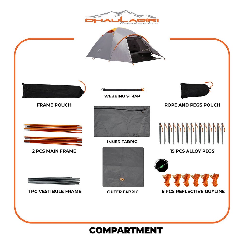 Tenda Camping Terra 4 Orang DHAULAGIRI TENT 4 - 5 Orang Dome Family Terra 4 Pro Alloy