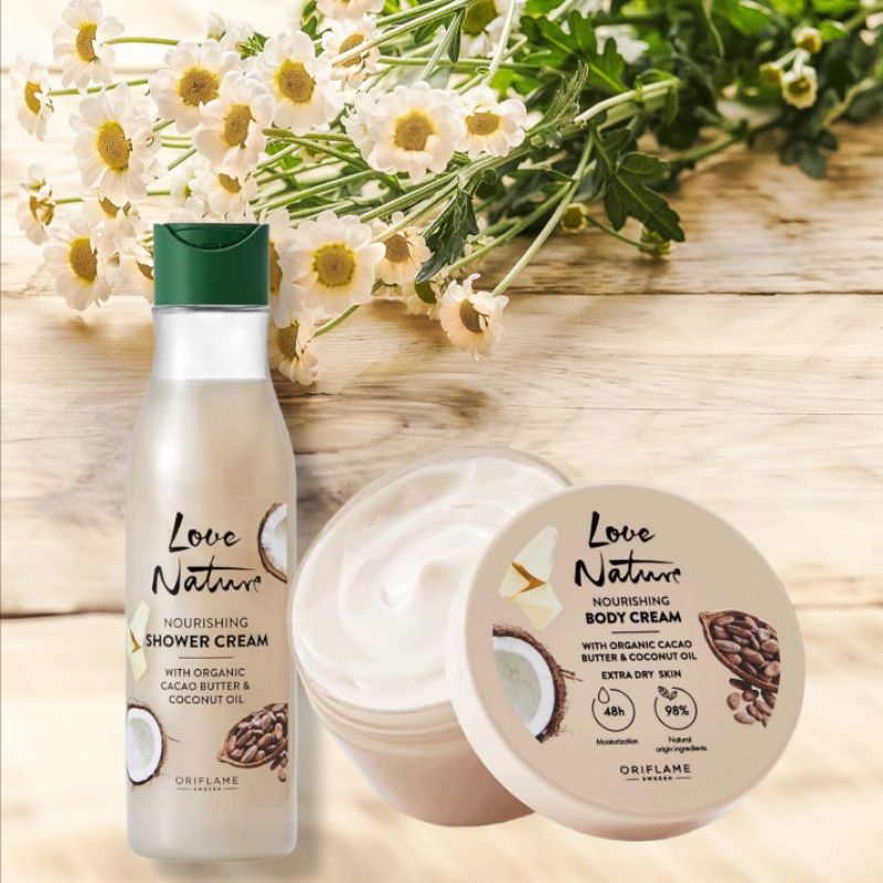 Love Nature Nourishing Shower Cream with Organic Cacao Butter &amp; Coconut Oil / Body Cream