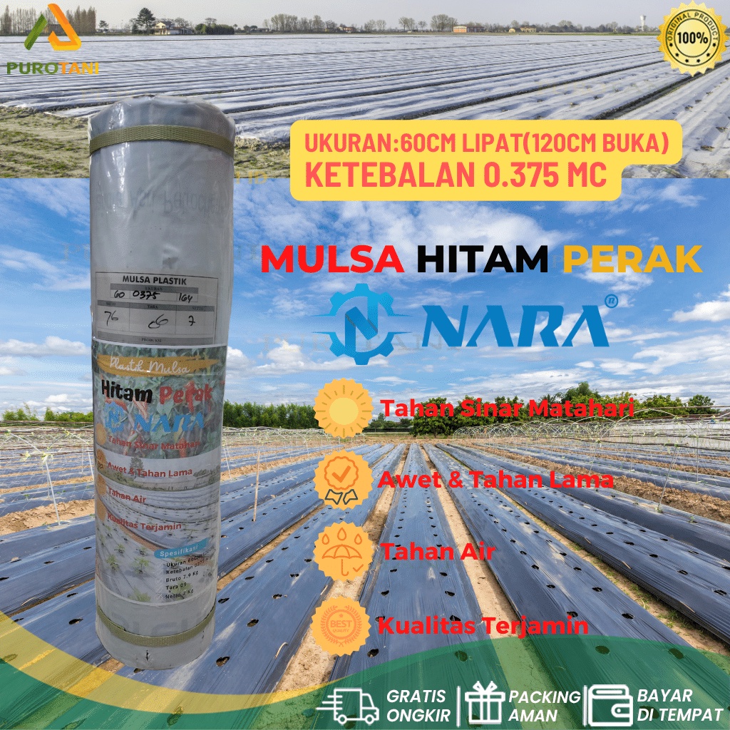 Plastik Mulsa Hitam Perak Roll Plastik 60 CM 120CM