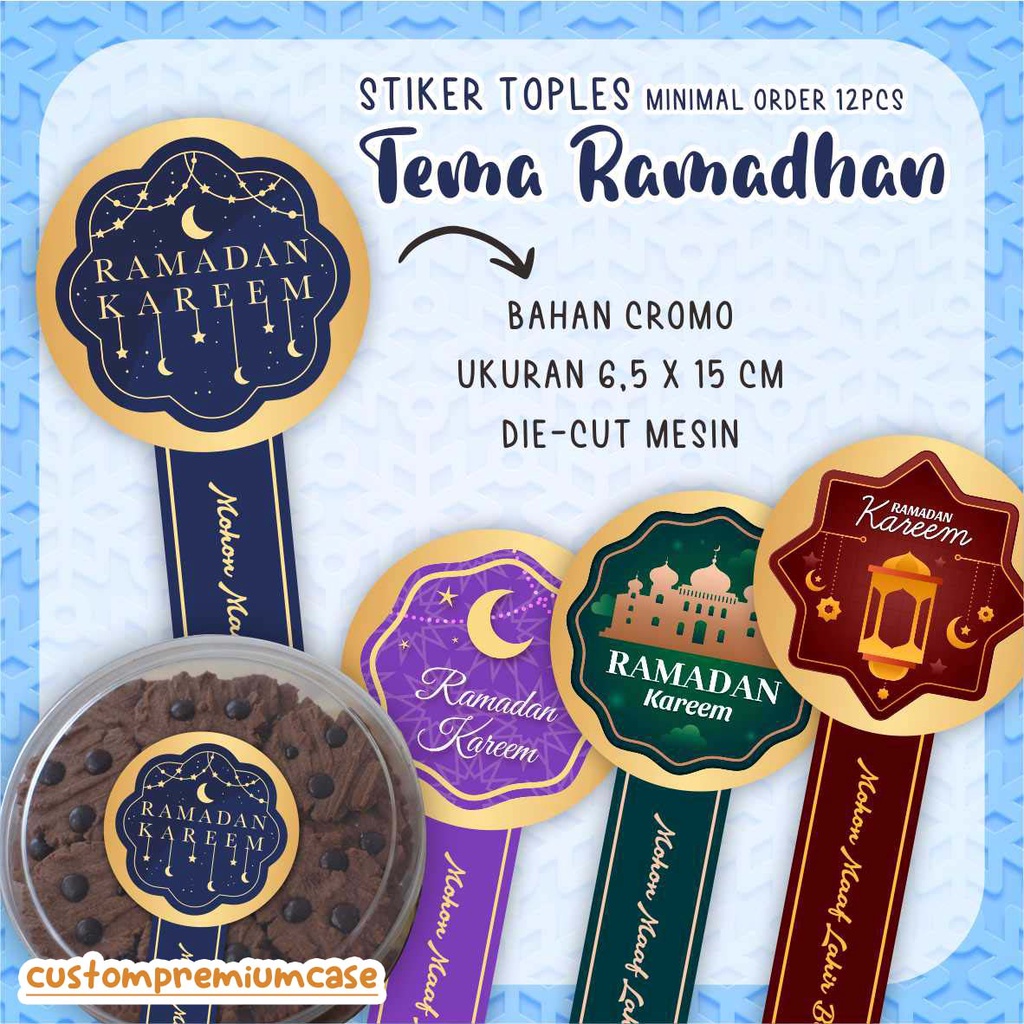 

STIKER TOPLES LEBARAN / IDUL FITRI - STIKER BAHAN CROMO - Stiker Toples Model Bentuk Bulat + Pita - Tema Ramadhan / Idul Fitri / Lebaran - Stiker Toples / Hampers / Box - Stiker Kue Lebaran - [MINIMAL ORDER 12PCS dan Berlaku Kelipatan]