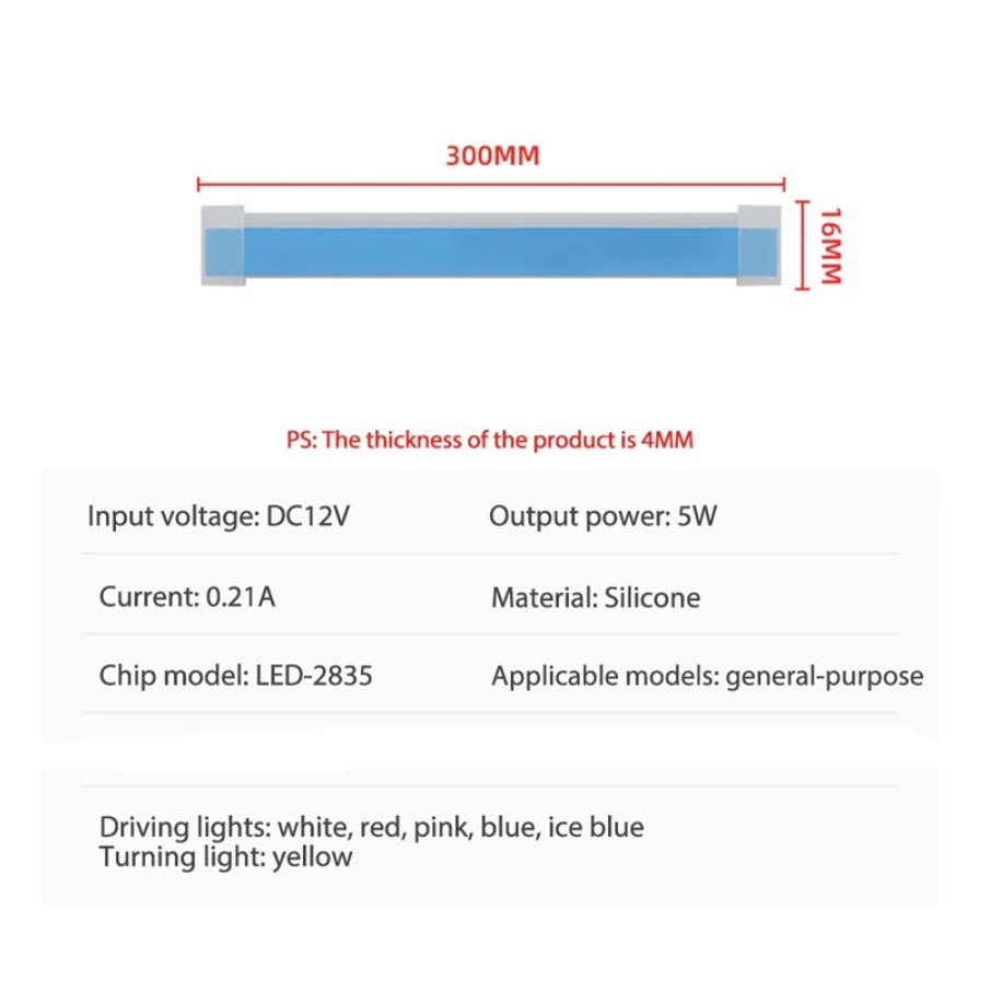 Lampu LED Alis DRL Fleksible tempel (SEIN RUNNING) 2 mode 2 warna -  30cm, 45cm, 60cm  -  DC12v, Mobil dan Motor