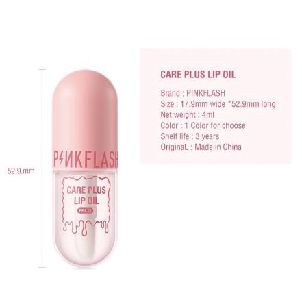 ^ KYRA ^ Pinkflash Care Plus Lip Oil Balm Lipbalm Glossy Pink Flash