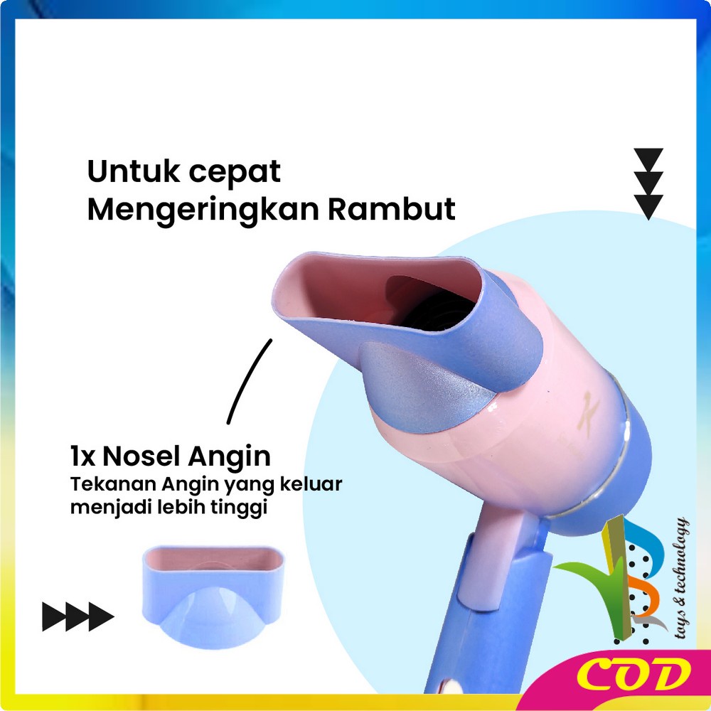 RB-K130 Hair Dryer Pengering Rambut Lipat Dengan Suhu Bisa Diatur Multifungsi / Pengering Rambut Mini / Penata Rambut Salon Kecantikan