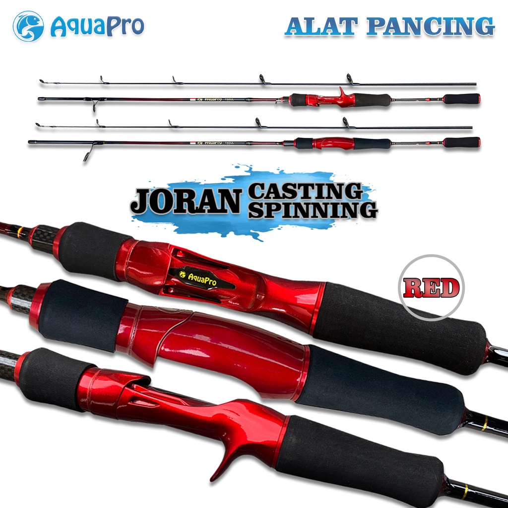 AquaPro Joran Pancing JR011 Merah Gold Spinning &amp; Bait Casting Carbon Solid Horse Mount Rod UL Super Lembut Micro-Object Lua Rod Water Drop Wheel Set Pegangan Joran Ultra Light Dengan Jarak Jauh