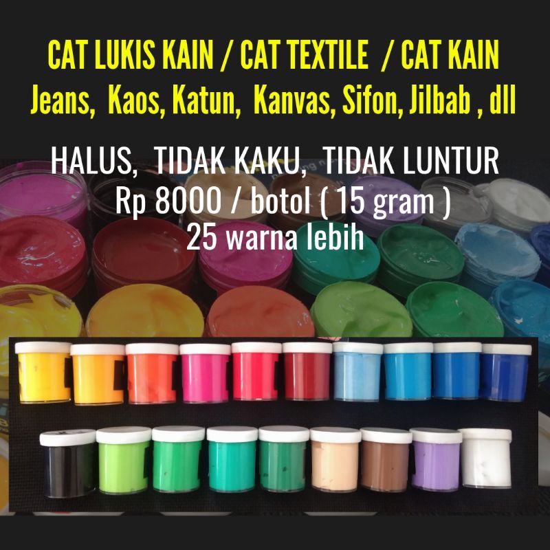 

Cat Kain Textile Sepatu Canvas 10 Ml dan 20 Ml Cat Lukis Kain Cat Textile Tas Topi Jaket