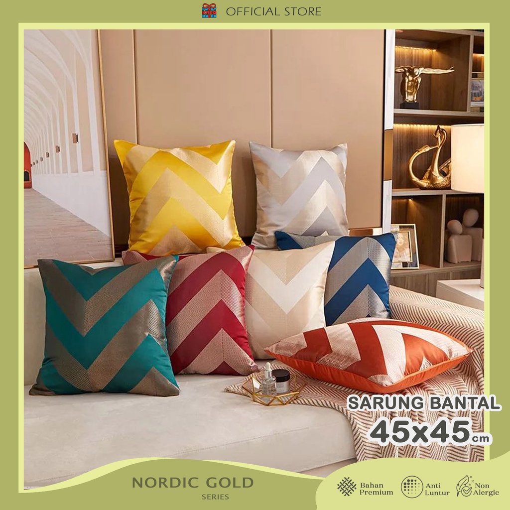 COVER SARUNG Bantal Sofa Luxury Gold Emboss 45x45 cm - Pusat Kado Murah