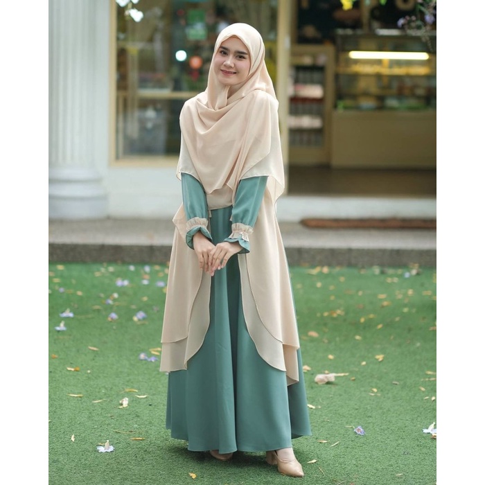 PROMO BAJU GAMIS WANITA SYARI TERBARU FASHION MUSLIMAH UNAISAH SET KHIMAR - WARDAH, M KEKINIAN SYAR'