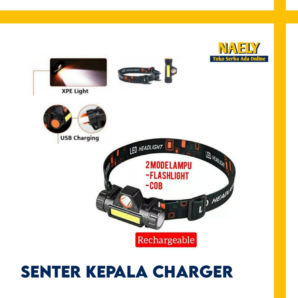 SENTER KEPALA HEADLAMP USB CHARGER