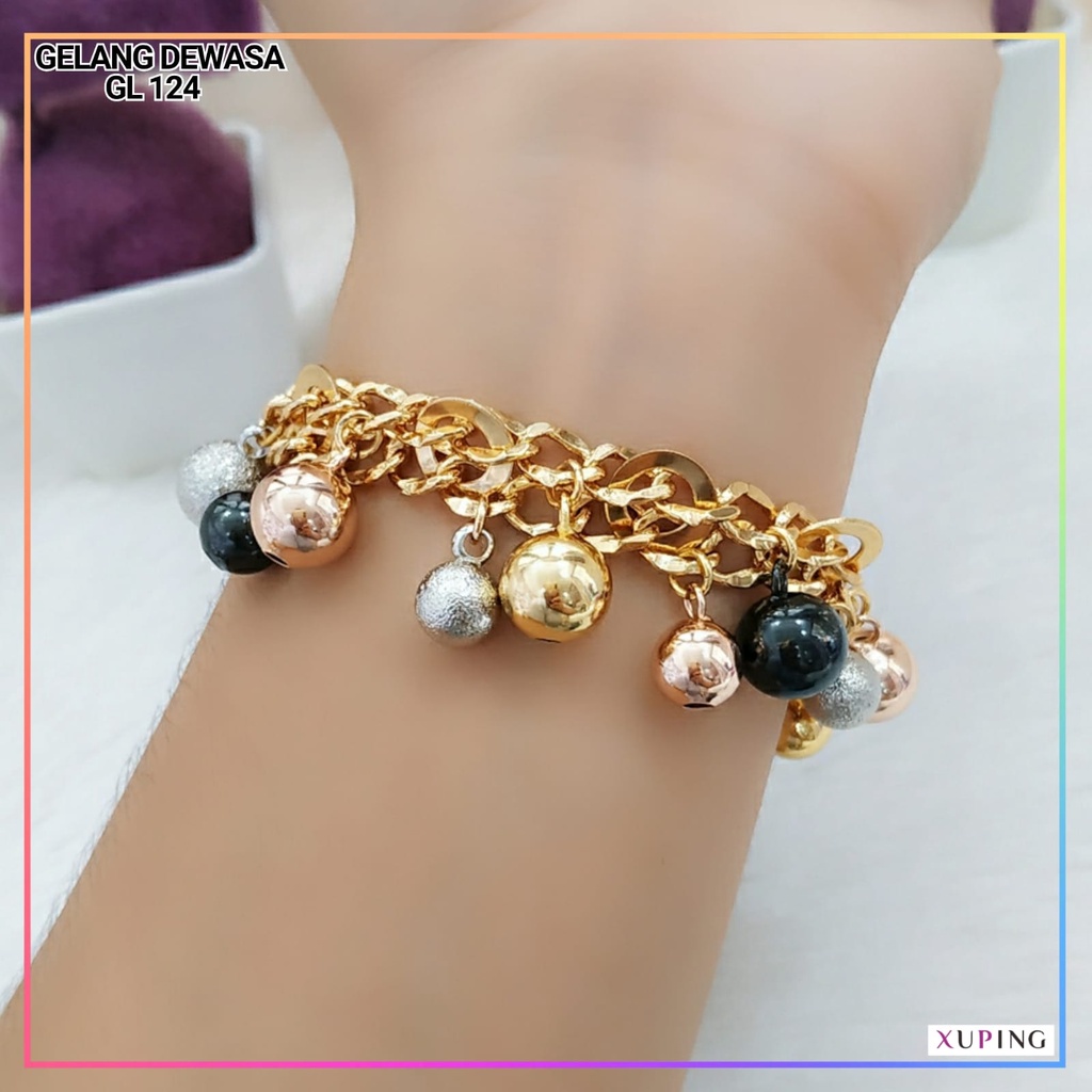 Gelang xuping ori gelang dewasa rantai bulat kombinasi bahan premium perhiasan wanita lapis emas gold GL 124