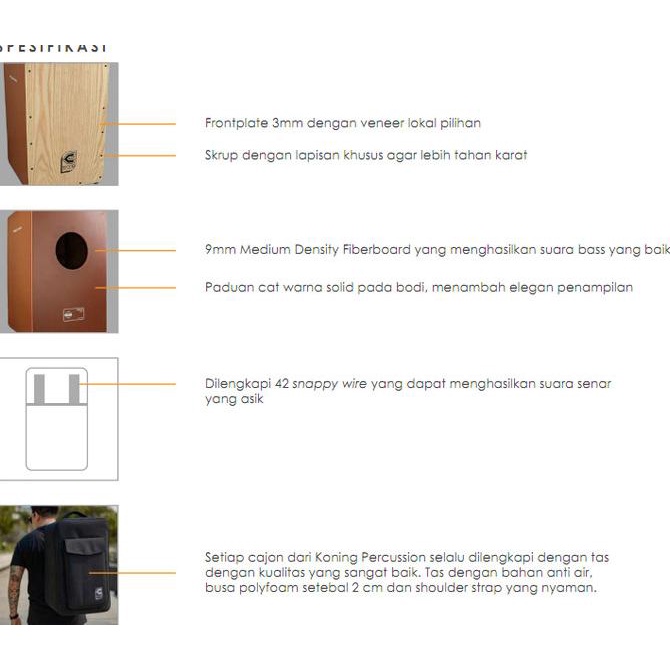 Koning Cajon / Cahon / Drumbox Wilhelmus Series Original Ekslusif