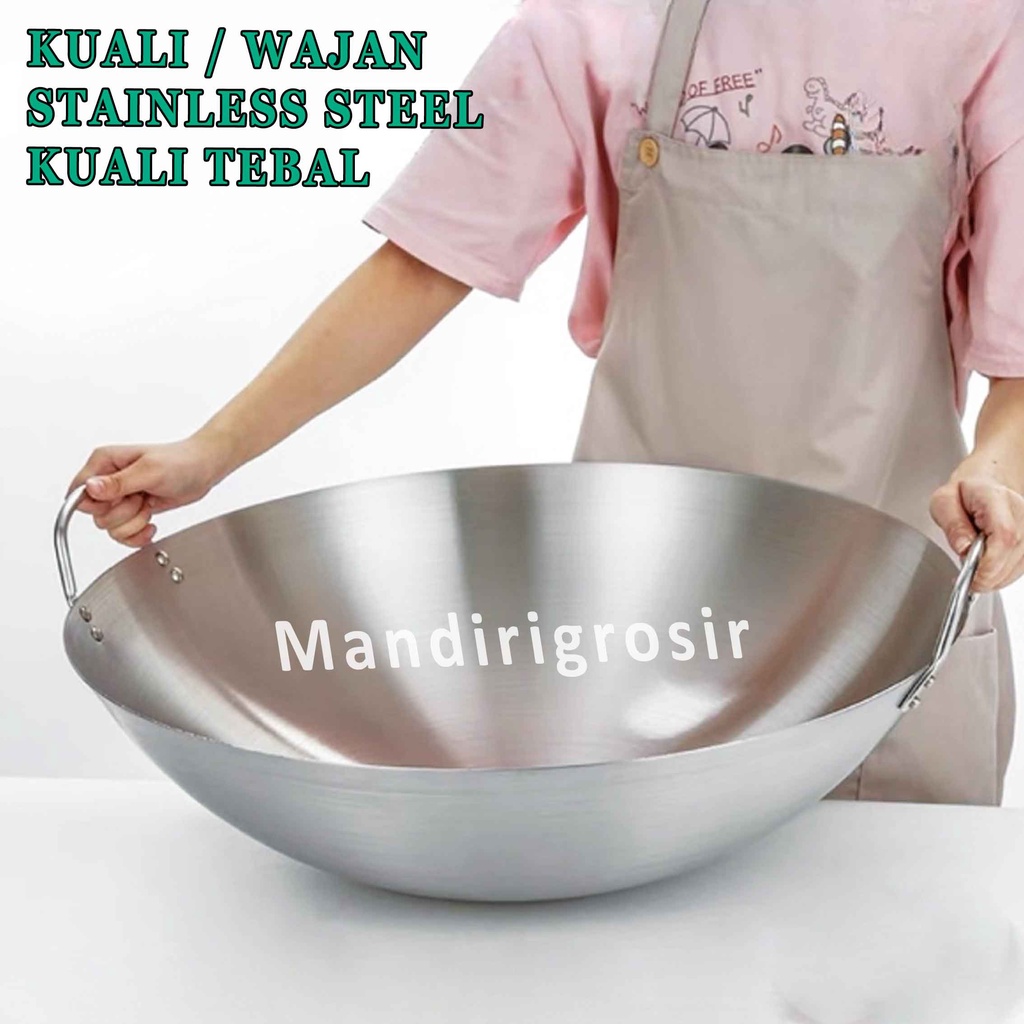 Wajan Tebal* Kuali Stainless* Penggorengan Masak* Anti Lengket Serbaguna