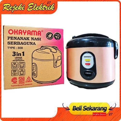 Rice Cooker 3 in 1 Okayama 308 Penanak Nasi Serbaguna - Magicom 1.8 Liter