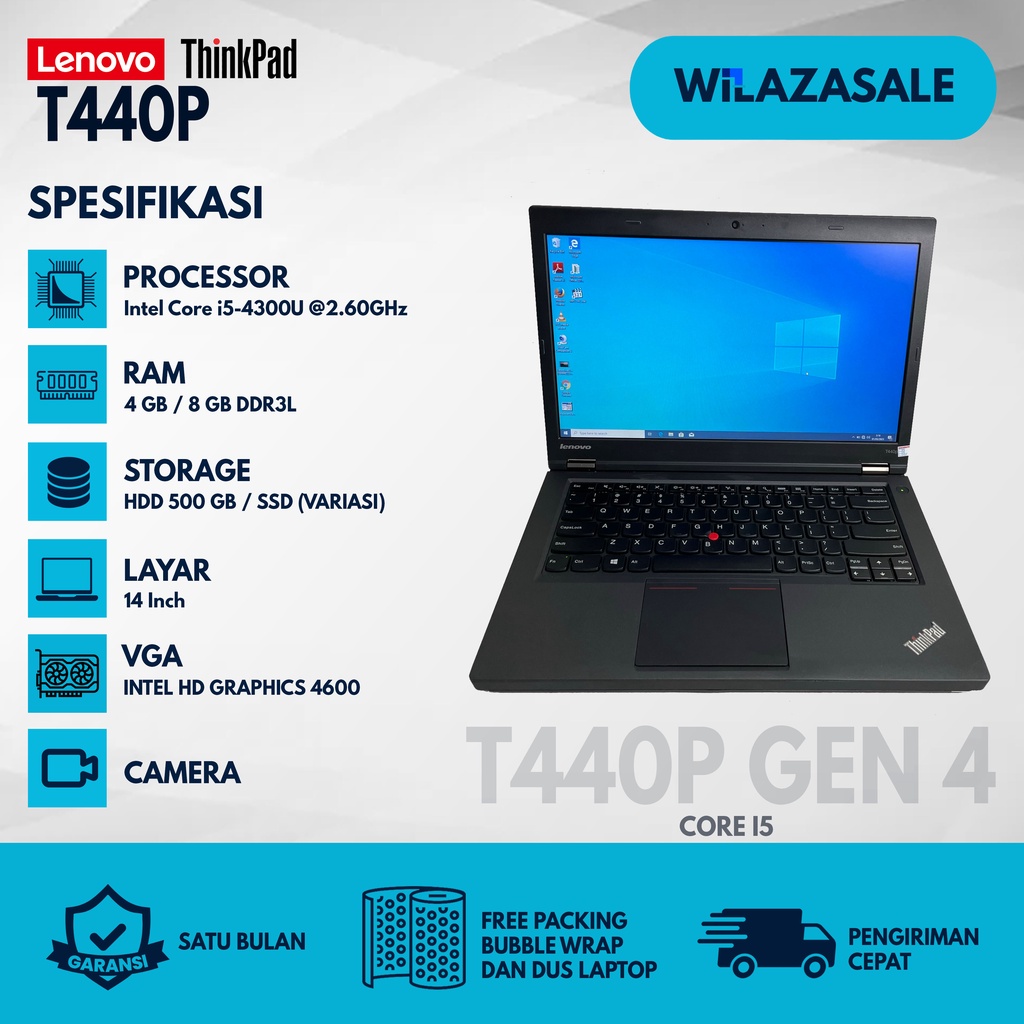 Laptop Bagus Ori Lenovo T440p Core i5 Harddisk 500Gb Memory 8Gb