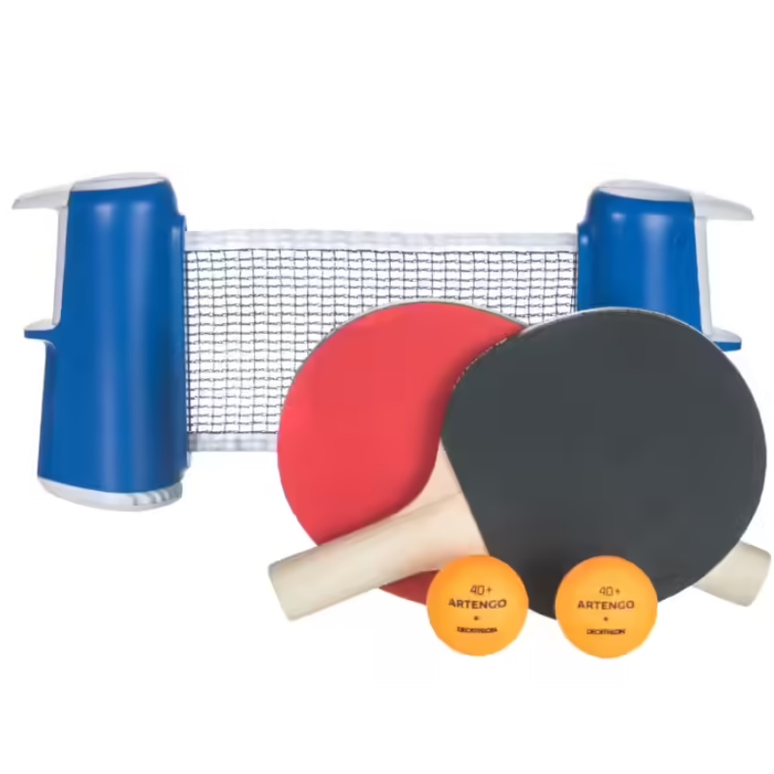 PONGORI Set Table Tennis Small 2 Bats, 2 Balls and Net Adjustable