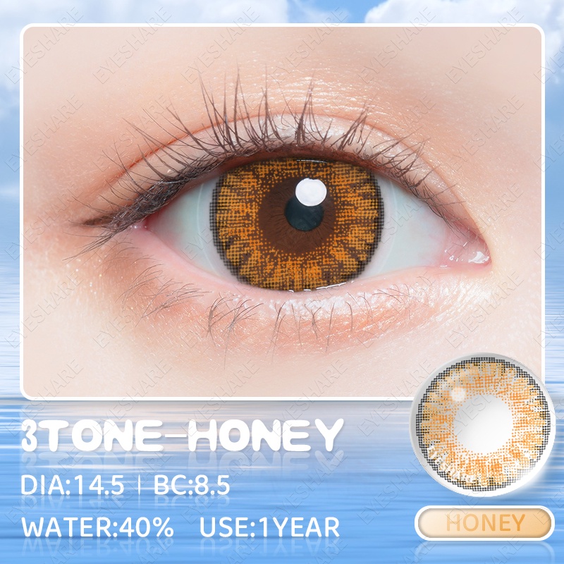 【COD】Softlens 3TONE BLUE Lensa Kontak Warna Campuran Eropa Dan Amerika DIA 14.5mm Normal softlense Mata Kore