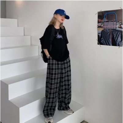 CELANA KULOT MOTIF KOTAK KOREAN STYLE//CELANA WANITA