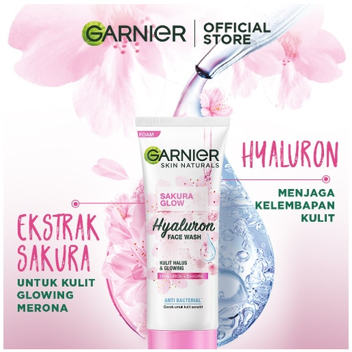 Garnier Sakura Glow Hyaluron Face Wash Pembersih Wajah - 100 ml 50 ml