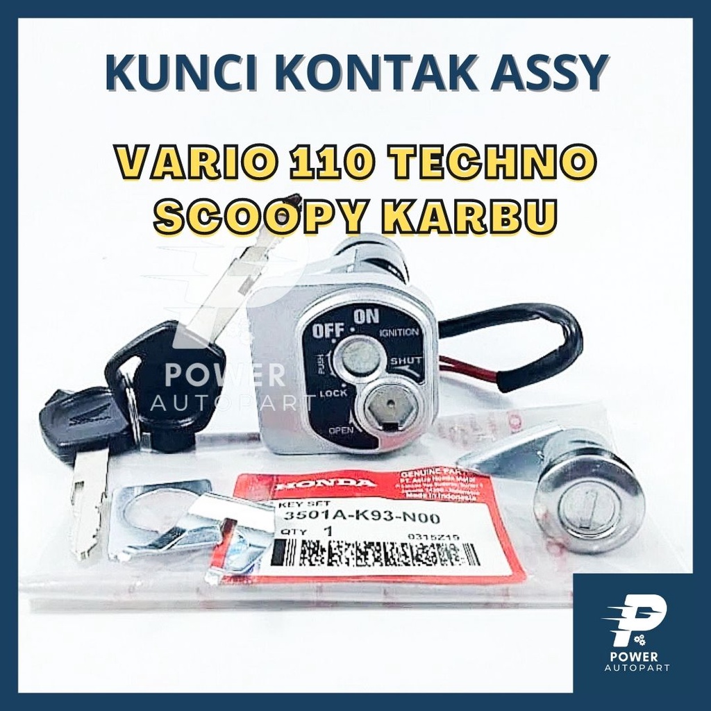 KUNCI KONTAK SET HONDA VARIO 110 TECHNO, SCOOPY KARBU KUALITAS ORIGINAL - K93