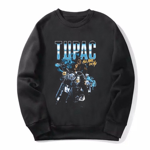 Sweater Tupac All Eyez On Me 2Pac Shakur Crewneck Premium Cotton Fleece Sweatshirt [Bisa COD]