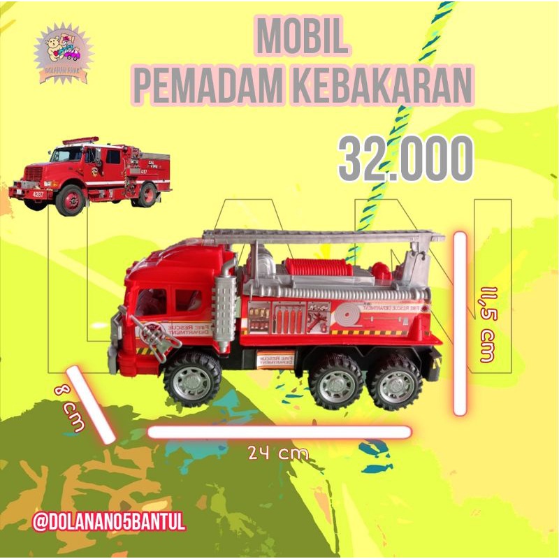 Mainan Anak Mobil Pemadam kebakaran truk damkar mesin friction