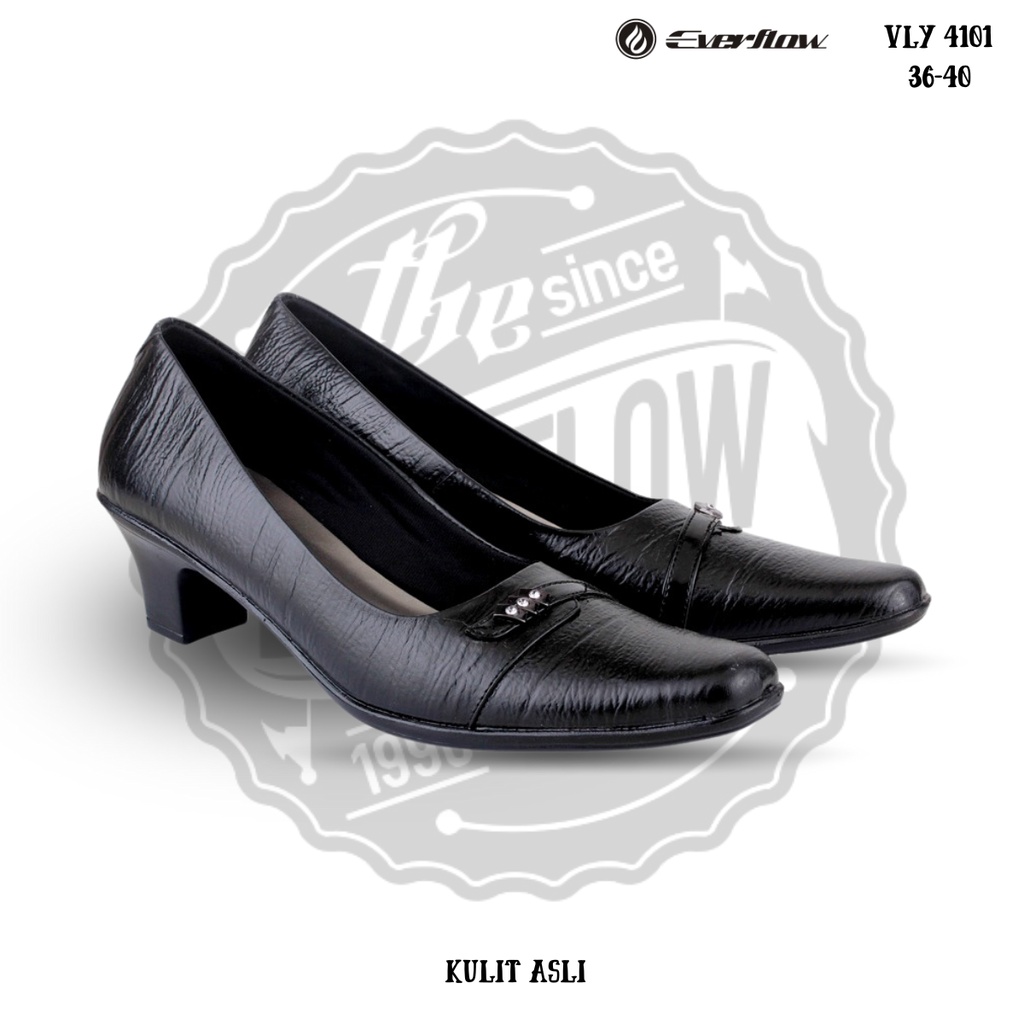 ☀ EVERFLOW ☀ Sepatu Kerja Wanita kulit asli Hitam Hak 5cm Kulit Asli - Sepatu Kerja Wanita Kulit.