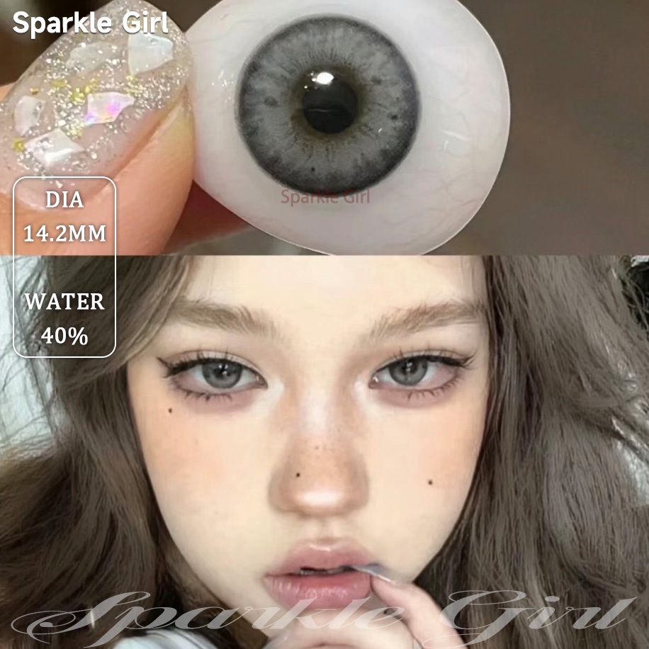 (COD)Menyinarimu Blackspot Gray Softlens Lensa Mata Penuh Gaya Dan Cantik Softlens Grey/Brown Warna Lensa Kontak Soflen14.00 Mm 2022 New Dubai Import Premium Big Eye Softlen