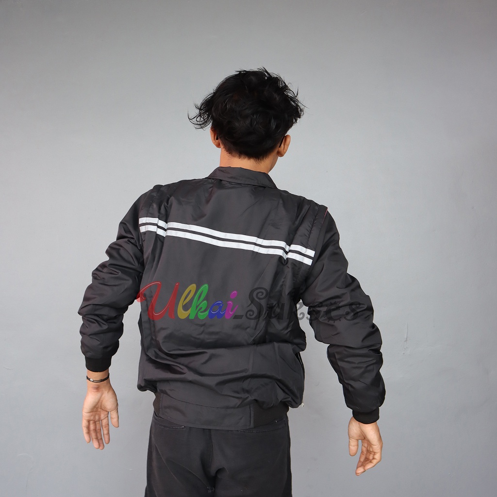 Rompi Jaket Logo JM Plus Motif Garis Double Fungsi Rompi Motor Jaket Outdoor Rompi Outdoor Jaket Motor Hight Quality