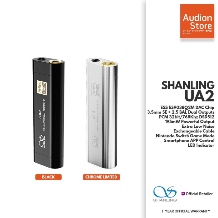 Shanling Ua2/Ua-2 Es9038Q2M 3.5Mm/2.5Mm Usb-C