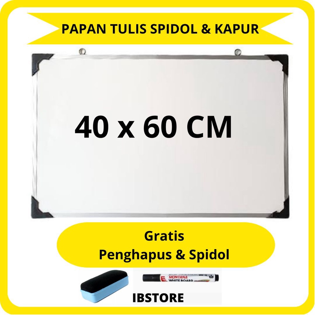 

Papan Tulis Spidol dan Kapur Whiteboard 40 x 60 / Blackboard Ukuran 40X60 (FREE SPIDOL DAN PENGHAPUS)