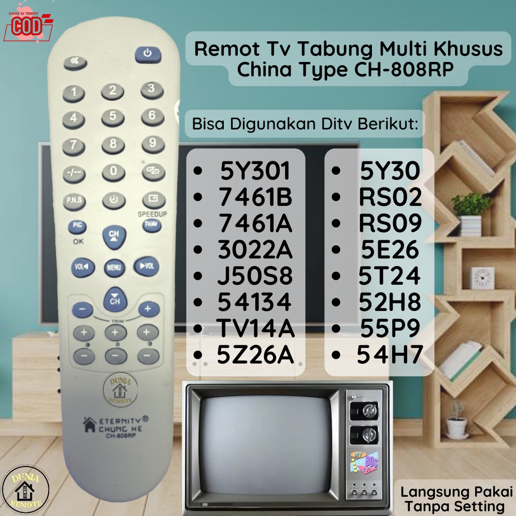 Remot Remote Multi Tabung Khusus Cina Type CH-808RP(Hitam)