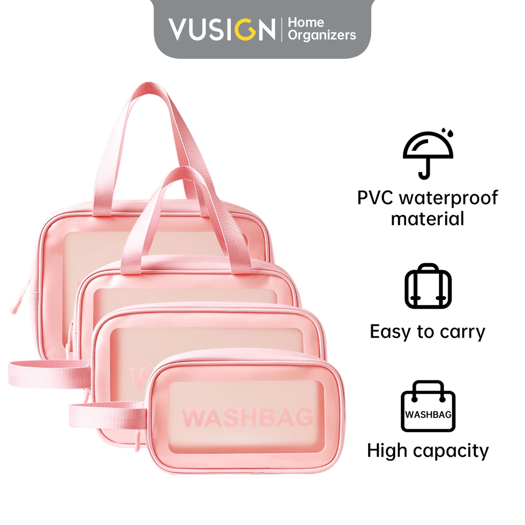 Vusign Toilet Bag / Tas Kosmetik / Tas Peralatan Mandi  / Washbag Transparant Anti Air VS64X-PK