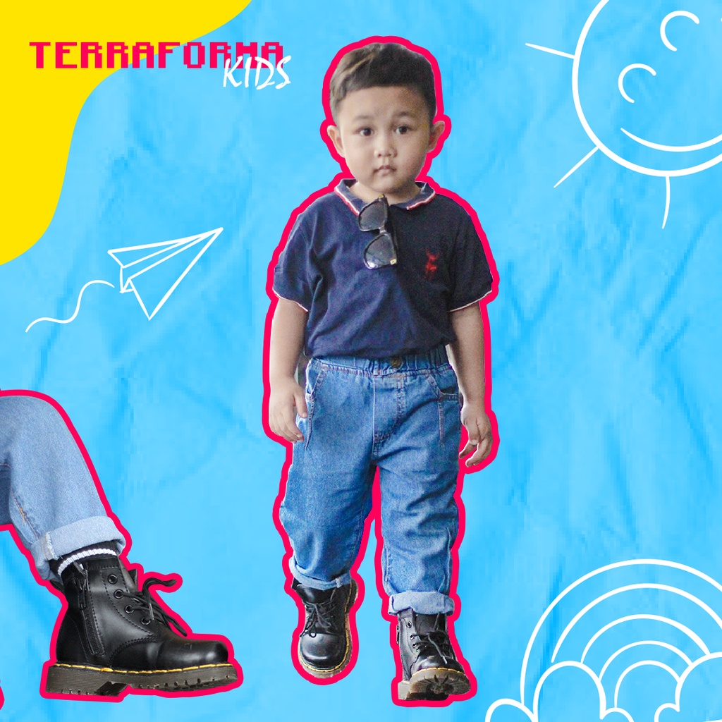 DA 001 | Sepatu Boots Anak Casual Hitam | Dokmart Hitam High Casual Kids Original | FORIND x TERRAFORMA