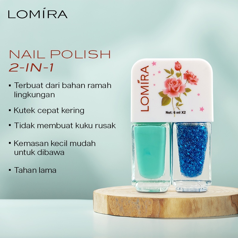 LOMIRA Nail Polish 2 in 1 kutek 2in1 double gaya korea 2 warna 12ml