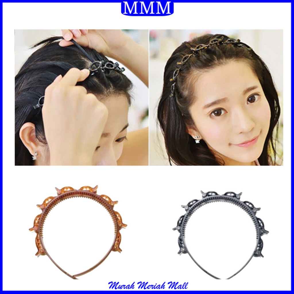 MMM Bando Jepit Multi Layer Kepang Hollow Double Bangs Hairstyle Jepit Rambut MultiLayer Bando Korea Aksesoris Rambut Murah Import