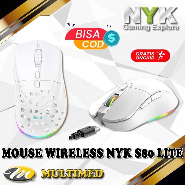 Mouse Gaming Wireless NYK Nemesis S80 Lite Blackmoon