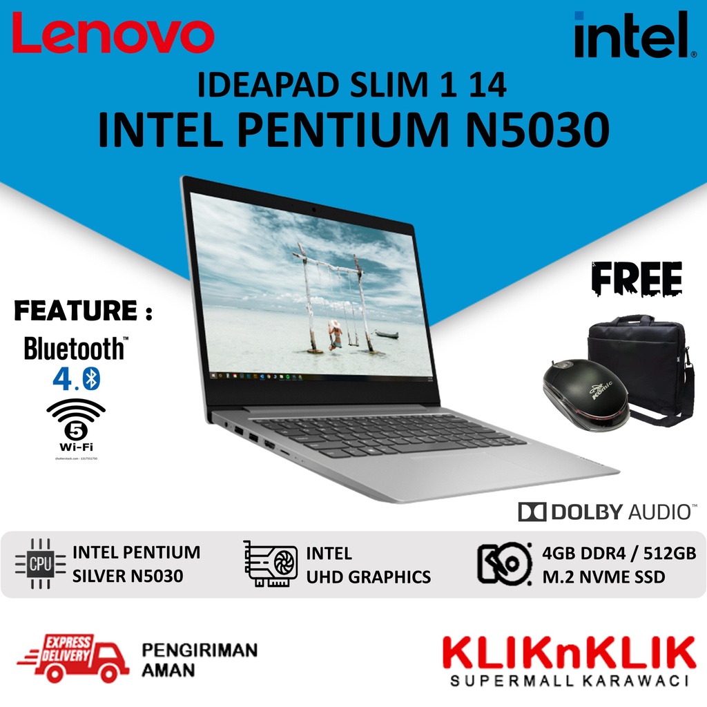 LENOVO IDEAPAD SLIM 1 14 INTEL PENTIUM SILVER N5030 4GB 512GB SSD WIN 11 HOME