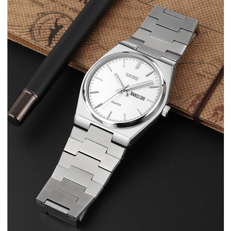 SKMEI 9288 Jam Tangan Pria Analog Chronograph Tali Stainless Steel WATCHKITE WKOS