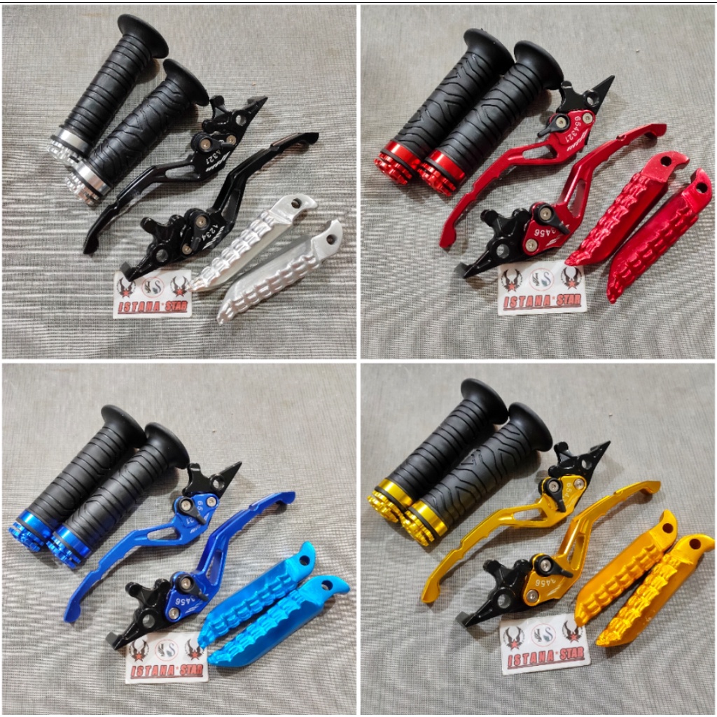 NMAX old/new [3in1] Handle Variasi Stelan full cnc +step belakang+grip ring