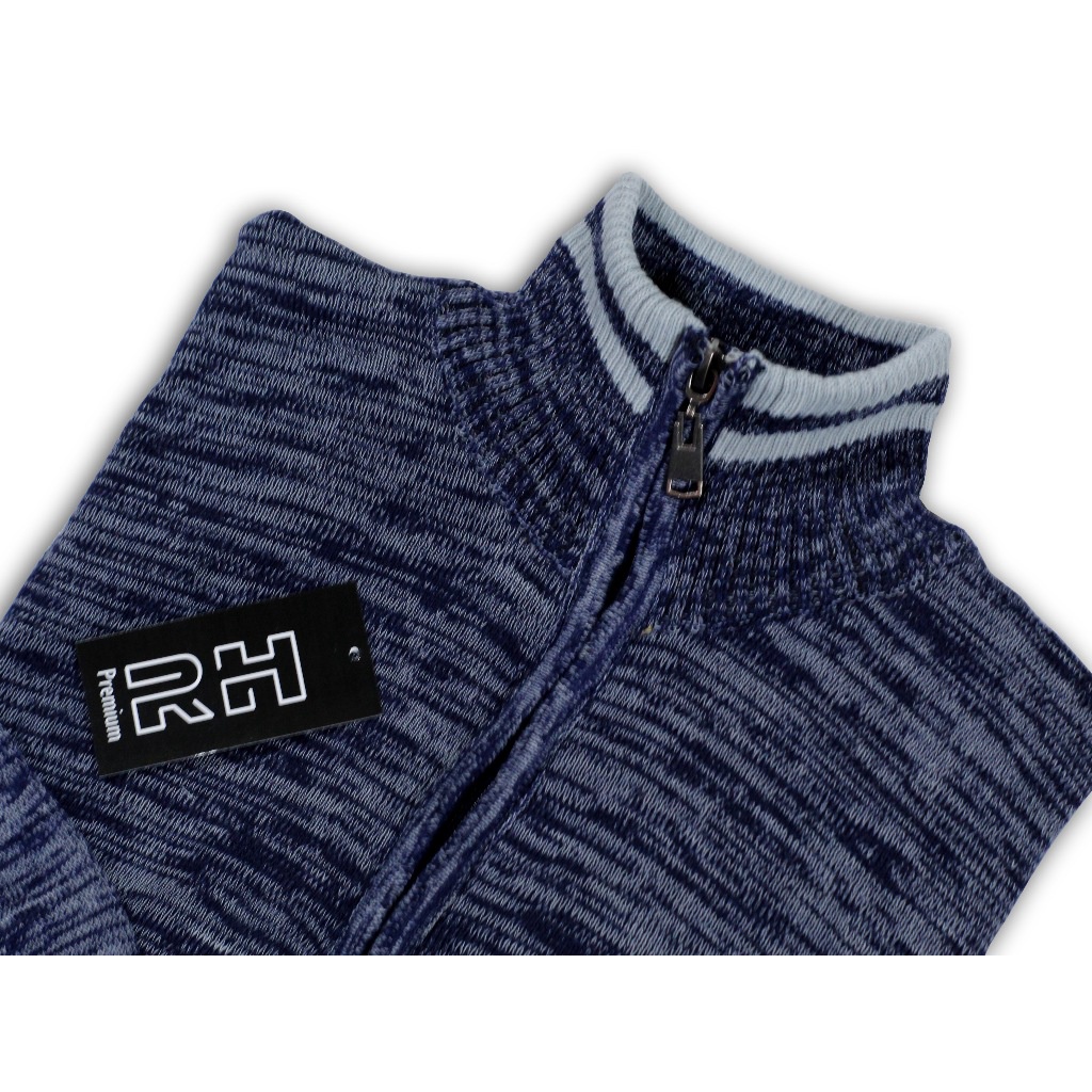 RH - Sweater Baju Rajut Turtleneck Zipper resleting twist Navy kerah tinggi turtle neck