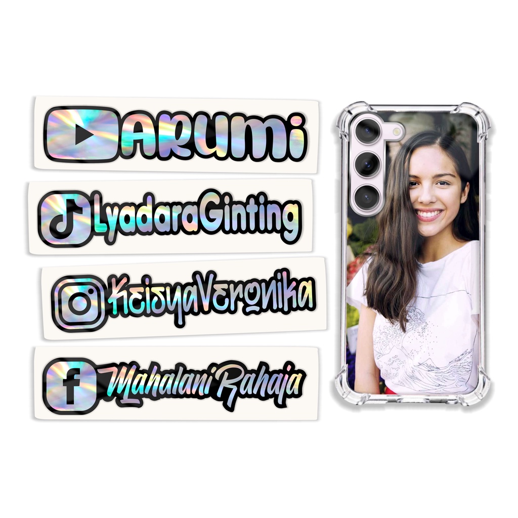 

Stiker Media Sosial Hologram Waterproof - Stiker Tulisan Nama Instagram - Youtube - Tiktok