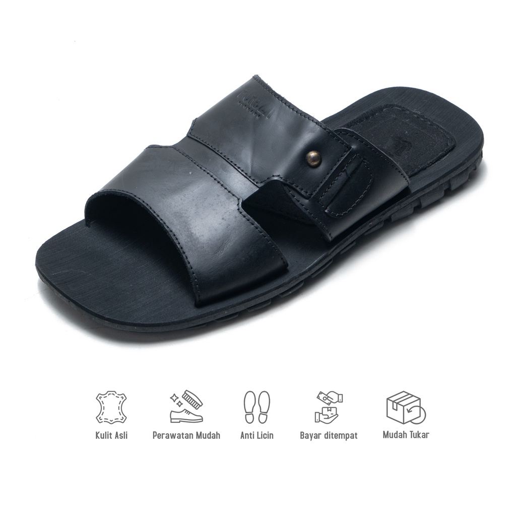 Sandal Pria Casual Kulit Asli Sendal Slide Kokop Y5033