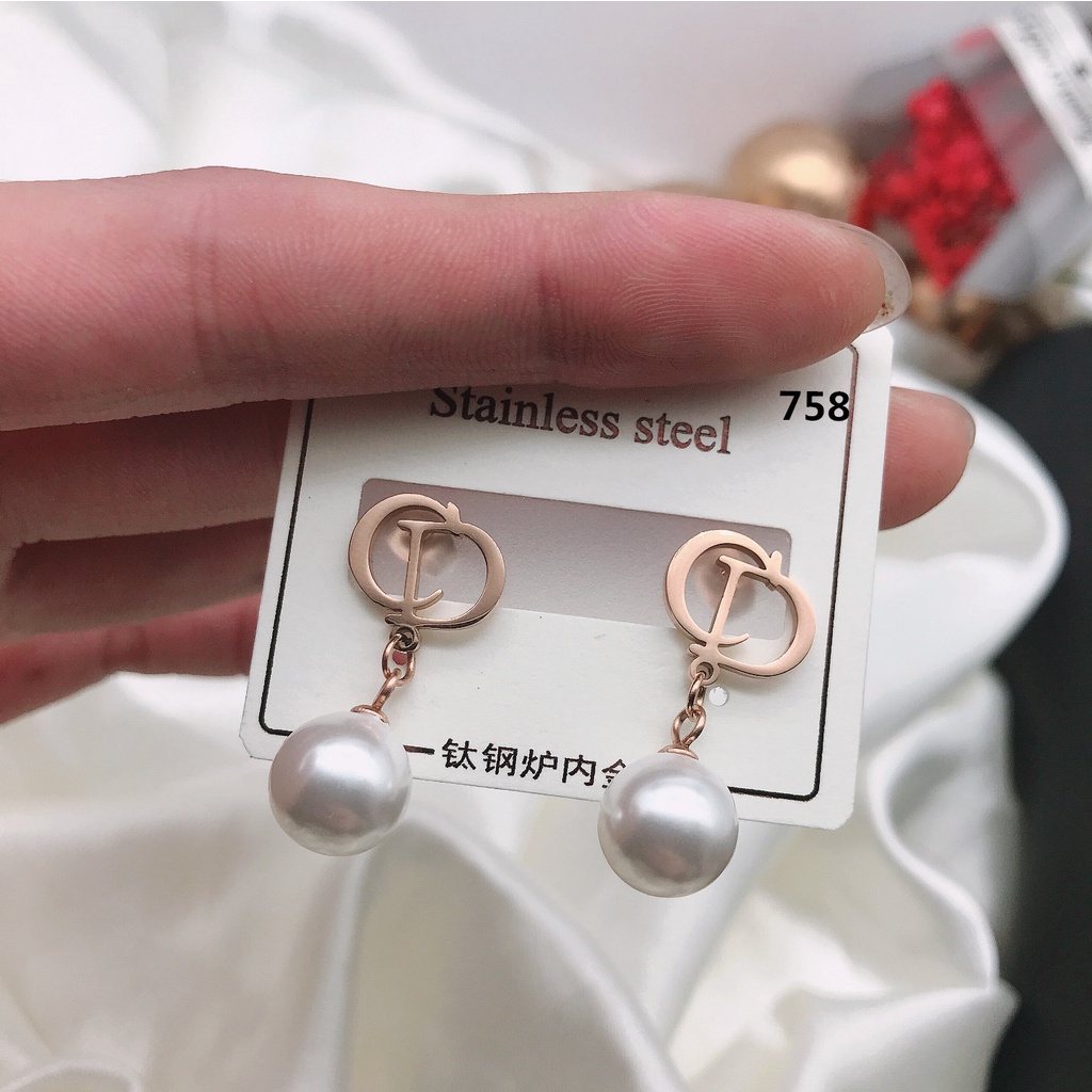 Anting Titanium Mutiara Perhiasan Fashion 758