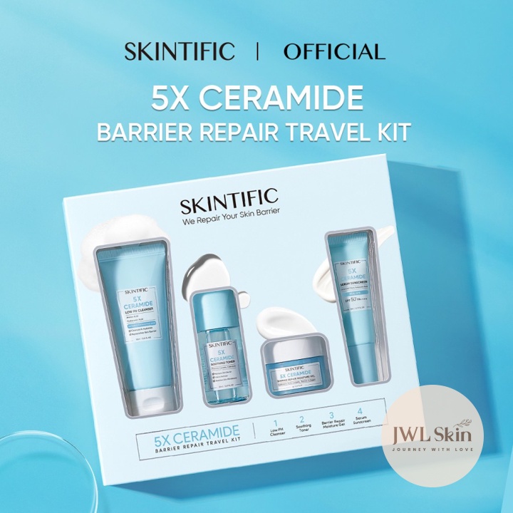 Skintific Travel Size Kit Face Wash Soothing Toner Moisturizer Sunscreen Mini Size