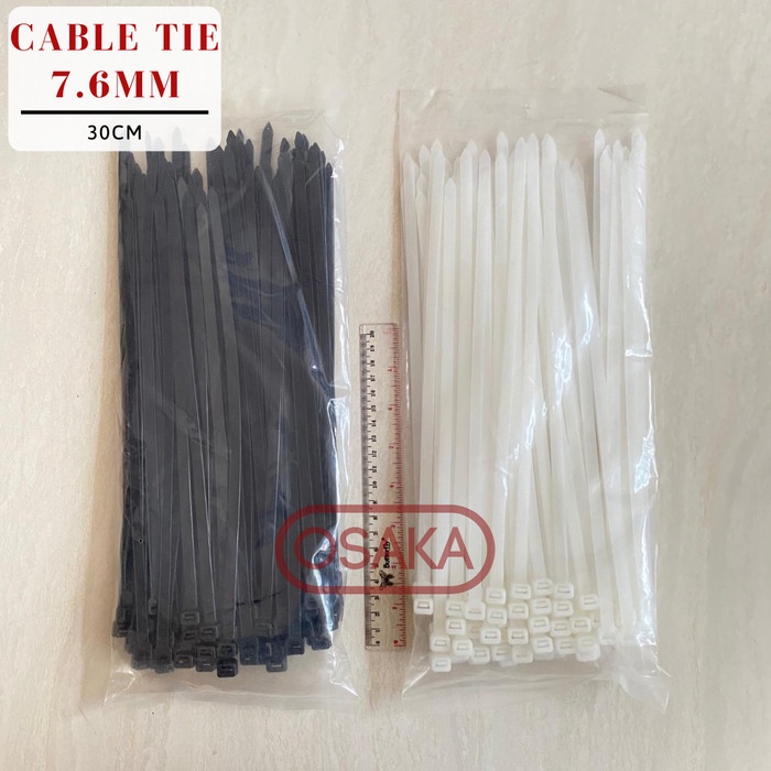 

Terlaris [1 Pak Isi 100Pcs] Cable Tie / Kabel Tis Hitam / Putih 7.6 X 30Cm