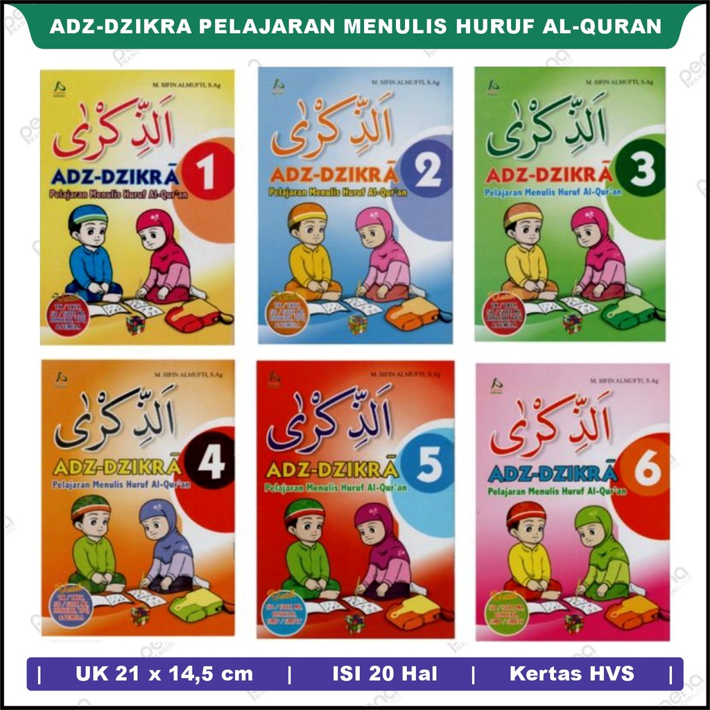 Buku Anak Adz-Dzikra Pelajaran Menulis Huruf Al-Quran Jid 1-6 (Kertas HVS)