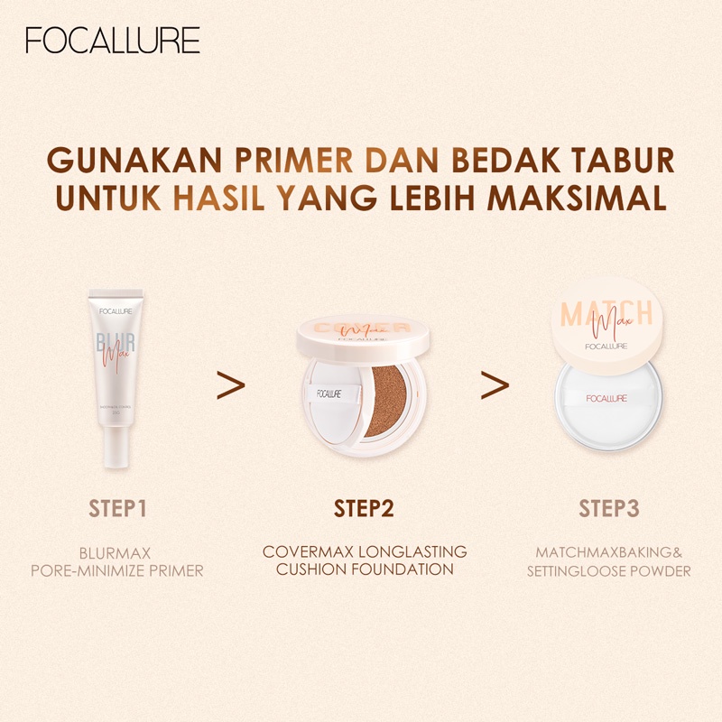 NIK - FOCALLURE Cover Matte Longlasting Cushion Foundation FA162 | oil control &amp; Last 12 hours BB cream | BPOM ORIGINAL