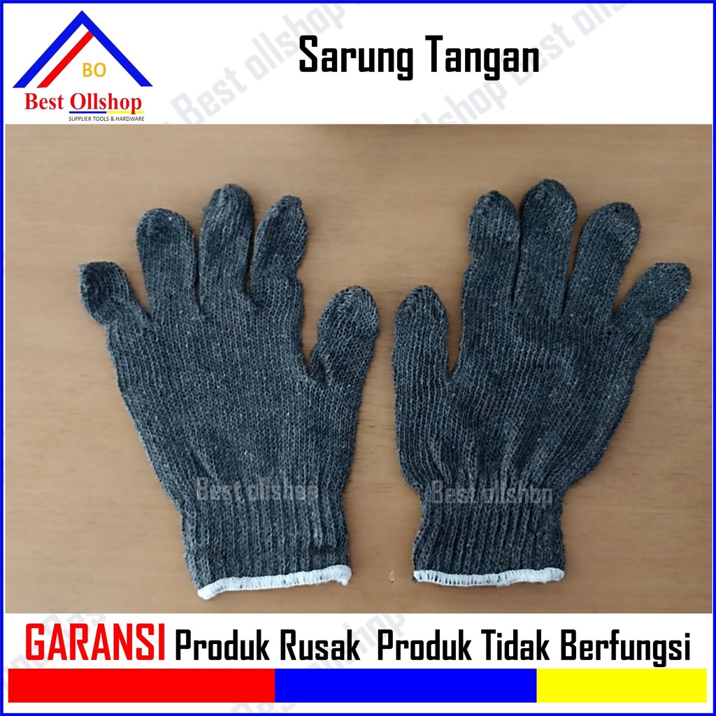 Sarung Tangan Safety Tukang Bangunan Proyek / Sarung Tangan Kain Katun Abu Abu Benang Rajut Super 1 Pack