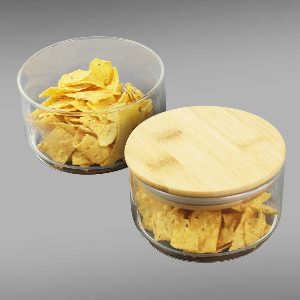 (BISA COD) FTIHSHP INTERNAUL Toples Kaca Penyimpanan Makanan Bamboo Cover 2 Layer - YS-7061