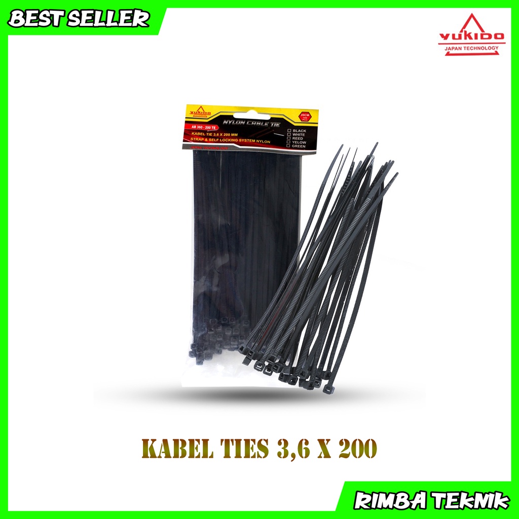 Kabel Ties Hitam 3.6x200mm / 20cm 1 Pack Isi 100pcs Cable tie/kabel tis Nylon